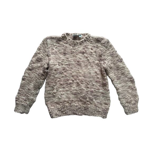 Chunky Hand Knit Wool Sweater Women’s M Beige Textured Bobble Knit Cozy Pullover - Picture 7 of 7